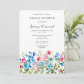 Wildflower Pink and Blue Floral Bridal Shower 招待状 (スタンド正面)