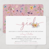 Wildflower Pink Baby Shower Invitation 招待状 (正面/裏面)