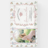 Wildflower Pink Bow 卒業パーティー 横断幕 (縦)
