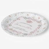 Wildflower Pink Bow Graduation ペーパープレート (アングル)