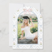 Wildflower Pink Bow Graduation 招待状 (正面)