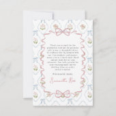 Wildflower Pink Bow Graduation Party サンキューカード (裏面)