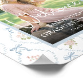 Wildflower Pink Bow Graduation Party Welcome ポスター (角)