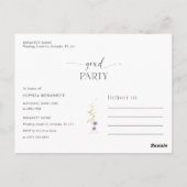 Wildflower Pink Bow Graduation Photo Invitation ポストカード (裏面)