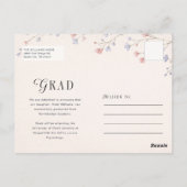 Wildflower Pink Bow Photo Graduation Announcement ポストカード (裏面)