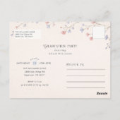 Wildflower Pink Bow Photo Graduation Invitation ポストカード (裏面)