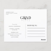 Wildflower Pink Bow Photo Graduation Invitation ポストカード (裏面)