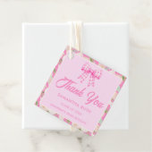 Wildflower Pink Gingham Bow Graduation Party フェイバータグ (インサイチュ)