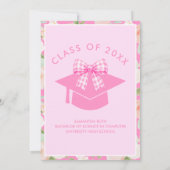 Wildflower Pink Gingham Bow Graduation Party 招待状 (裏面)
