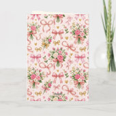 Wildflower Pink Striped Bows & Ribbons Graduation カード (裏面)