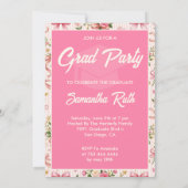 Wildflower Pink Striped Bows & Ribbons Graduation 招待状 (裏面)