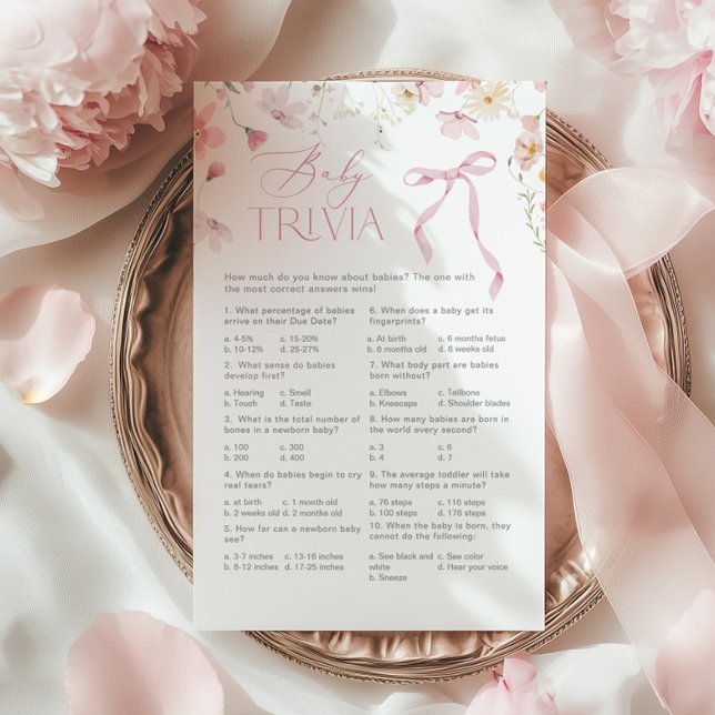 Wildflower Pink Whimsical Bow Baby Trivia (クリエイターアップロード済み)