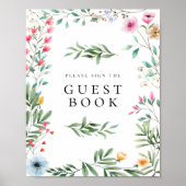Wildflower Please Sign the Guest Book Sign ポスター (正面)