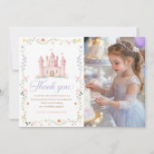 Wildflower Princess Castle 1st Birthday Photo サンキューカード (正面)