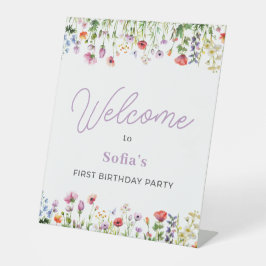 Wildflower Purple 1st Birthday Welcome Pedestal 台座サイン
