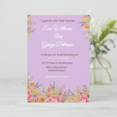 Wildflower Purple Floral Wedding Invite 招待状 (スタンド正面)