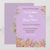 Wildflower Purple Floral Wedding Invite 招待状 (正面/裏面)