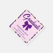 Wildflower Purple Gingham Bow Graduation Party スタンダードカクテルナプキン (角)