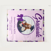 Wildflower Purple Gingham Bow Photo Grad Backdrop タペストリー (正面(横))