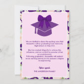 Wildflower Purple Gingham Bow Photo Graduation 案内状 (裏面)