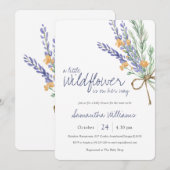 Wildflower Purple Lavender Baby Shower 招待状 (正面/裏面)