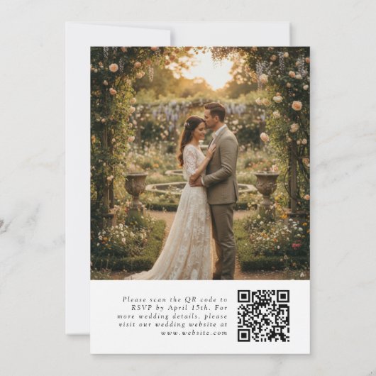 Wildflower QR Code Photo Wedding Invitation 招待状 (裏面)
