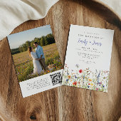 Wildflower QR Code Photo Wedding Invitation 招待状
