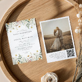 Wildflower QR Code Photo Wedding Invitation 招待状