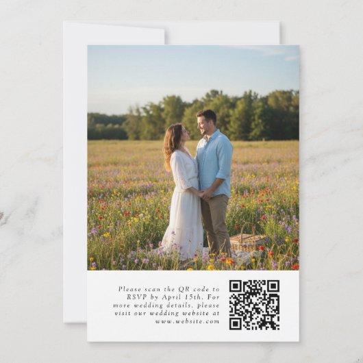 Wildflower QR Code Photo Wedding Invitation 招待状 (裏面)
