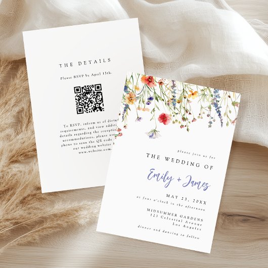 Wildflower QR Code Wedding Invitation 招待状