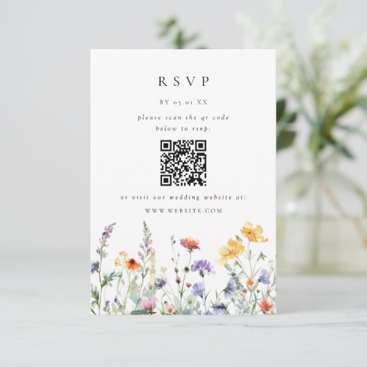 Wildflower QR Code Wedding RSVP Card (スタンド正面)