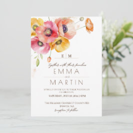 Wildflower Red Gold Dust Elegant Floral Wedding 招待状