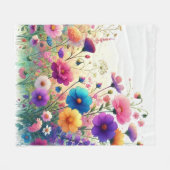 Wildflower Rhapsody フリースブランケット (正面(横))