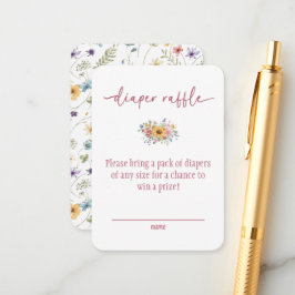 Wildflower Rose Baby Shower Diaper Raffle Card エンクロージャーカード