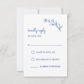 Wildflower RSVPカードin Cobalt Blue 出欠カード (正面)