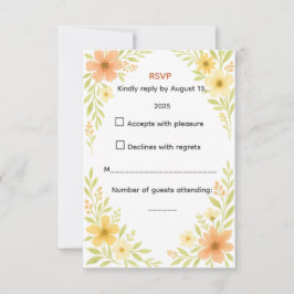 Wildflower RSVP素朴カード 出欠カード