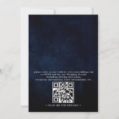 Wildflower Rustic Boho Navy Chic QR Code Wedding 招待状 (裏面)