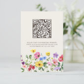 Wildflower Rustic Chic Floral Boho Wedding QRコード エンクロージャーカード (スタンド正面)