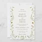 Wildflower Rustic Sage Green Photo Wedding  招待状 (正面)