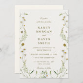 Wildflower Rustic Sage Green Photo Wedding  招待状 (正面/裏面)