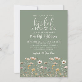 Wildflower Sage Green Bridal Shower 招待状