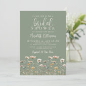 Wildflower Sage Green Bridal Shower 招待状 (スタンド正面)