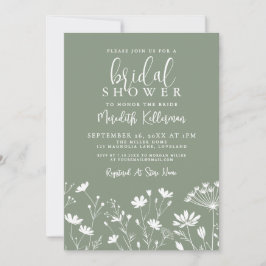 Wildflower Sage Green Bridal Shower 招待状