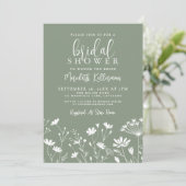 Wildflower Sage Green Bridal Shower 招待状 (スタンド正面)