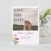 Wildflower Save the Date | ピンクの花のフォト セーブザデート (スタンド正面)