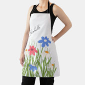 Wildflower Script Name Floral Garden Art エプロン (インサイチュ)