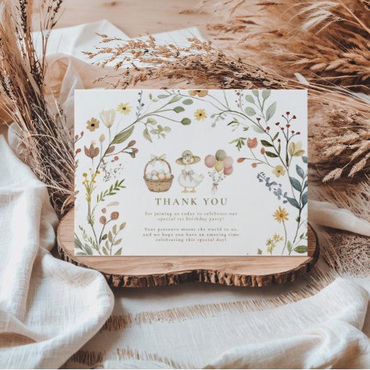 Wildflower Silly Goose 1st Birthday  サンキューカード