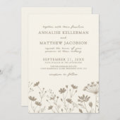 Wildflower Simple Minimalist Floral Wedding 招待状 (正面/裏面)