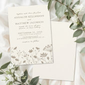 Wildflower Simple Minimalist Floral Wedding 招待状