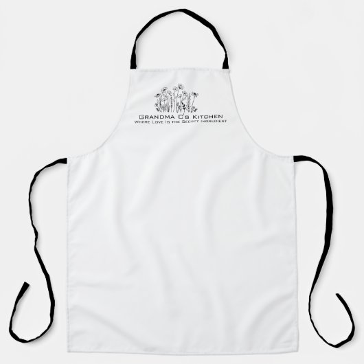 Wildflower Sketch Grandma Kitchen エプロン (正面)